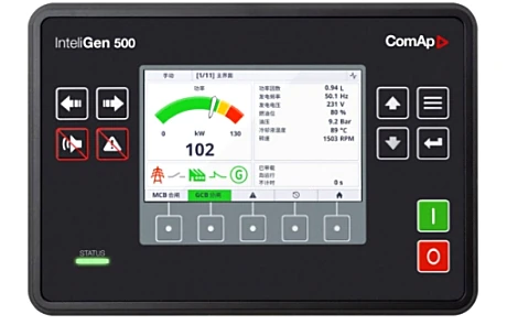 ComAp IG500-G2 controller shown in the CAMDA brochure