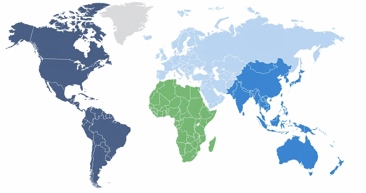 Regional world coverage map