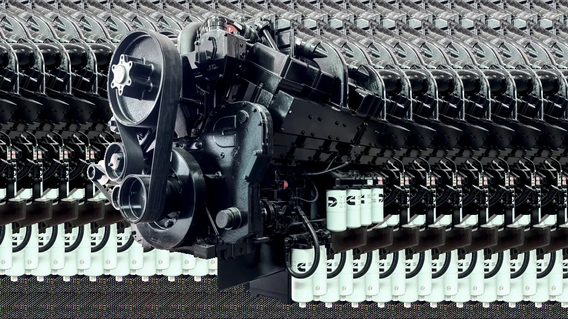 Industrial diesel engine close view